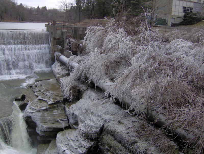 Triphammer Falls with Rime Ice